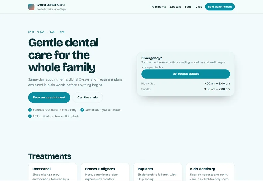 Preview of the Clinic & healthcare demo website