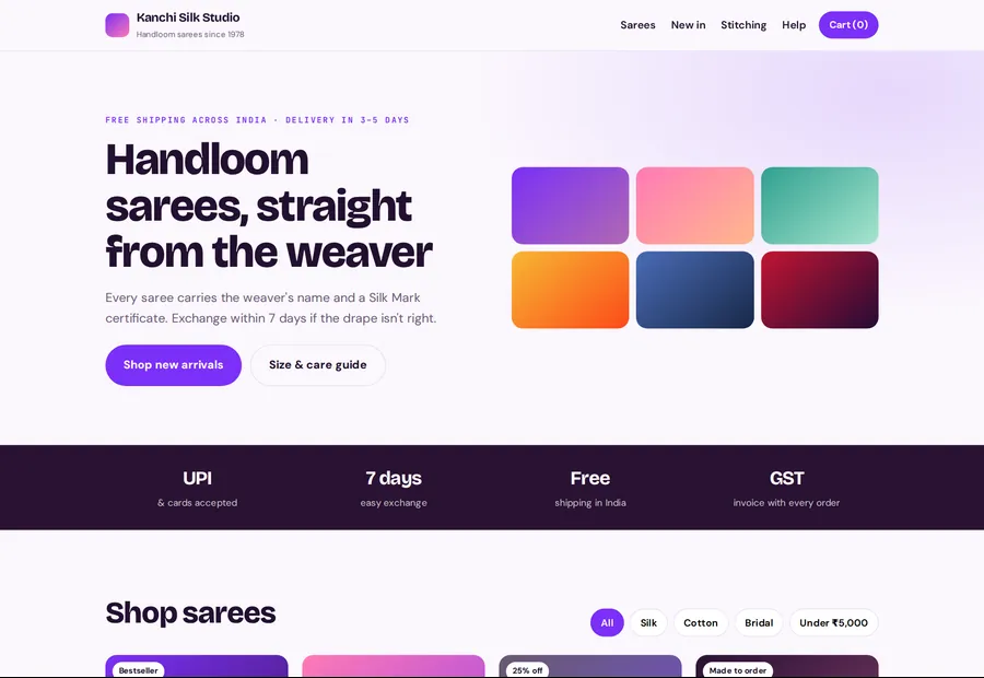 Preview of the Online store demo website